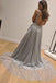 Dazzling Silver Sequins Prom Dresses Backless Formal Engagement Dress