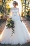 Princess Long Sleeves Ball Gown Bateau Backless Wedding Dress with Lace