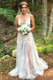 A-Line Spaghetti Straps Outdoor Wedding Dress with Appliques