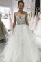 Princess V-neck Spaghetti Wedding Dress with Appliques Beading