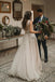 A-Line V-Neck Tulle Long Wedding Dress with Lace Appliques