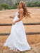 Spaghetti Straps Chiffon Backless Wedding Dress, A-Line Beach Bridal Gown