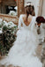 Princess Bateau Long Sleeves Tulle Wedding Dresses With Ruffles