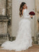 Princess Bateau Long Sleeves Tulle Wedding Dresses With Ruffles