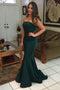 Dark Green Elastic Satin Mermaid Strapless Prom Evening Dress