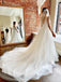 Gorgeous A-line V Neck Tulle Wedding Dresses with Lace Appliques