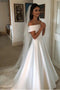 Elegant A-line Beach Wedding Dress Off Shoulder Simple Bridal Dress