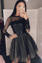 Black Short Homecoming Dresses Long Sleeve Little Black Dress