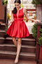 Simple Red Short Homecoming Dresses A Line Satin Party Dress