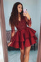 Burgundy Short Homecoming Dresses Short Prom Dress With Sleeves