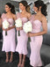 One Shoulder Pink Mermaid Bridesmaid Dresses, Pink Wedding Party Gown