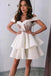 off shoulder a-line ivory homecoming party dress with layers dth334