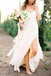 Simple Spaghetti Strap Chiffon Beach Wedding Dresses with Split