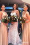 Simple Long Bridesmaid Dresses A-line Wedding Guest Dress With Split