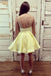 Double Straps V-neck Yellow Short Prom Dress Homecoming Dresses