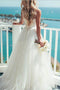 Sweetheart Spaghetti Straps Tulle Beach Destination Wedding Dress