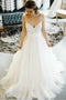 Lovely A-line Straps Wedding Dresses Backless Tulle Bridal Gown