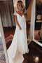 Simple Chiffon Wedding Dresses Bohemian Beach Bridal Gowns With Sleeves