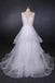 princess v neck tulle backless wedding dresses with layered dtw308