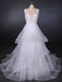 Princess V Neck Tulle Backless Wedding Dresses With Layered