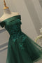 Off Shoulder Dark Green Short Party Dress, Tulle Homecoming Dress