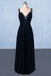 new flower straps v-neck navy blue long prom evening dresses dtp817