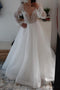 Sparkle Long Sleeve V-neck Sequins Beach Wedding Dresses Backless Bridal Gown