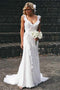 Straps Beach Chiffon Backless Wedding Dress With Ruffled Bridal Dress