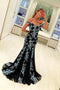 Elegant Black Mermaid Prom Dress With Appliques Formal Party Gown