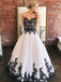 sweetheart black lace appliques tulle long prom wedding dresses dtp893