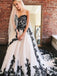 Sweetheart Black Lace Appliques Tulle Long Prom Wedding Dresses