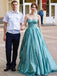 Sparkly Sweetheart Blue Long Prom Dress, A-line Formal Evening Dress