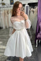 See-Though Long Sleeve Homecoming Dress A-line Short Prom Dress With Beads