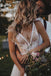 Flowy A-line V-neck Boho Wedding Dress With Appliques Beading