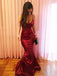 spaghetti straps evening party dresses sleek mermaid red long prom dresses dtp908