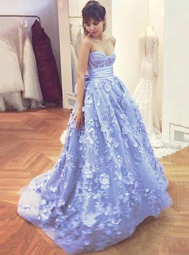 Applique cheap prom dress