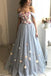 detachable straps sweetheart long prom dress with floral appliques dtp147