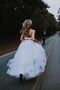 Two Piece Tulle Backless Wedding Dress, Simple Country Wedding Gowns