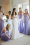 Lavender A-Line Sweetheart Chiffon Beach Bridesmaid Dresses with Ruched