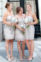 Sheath Sweetheart Above-Knee Lace Short Bridesmaid Dresses