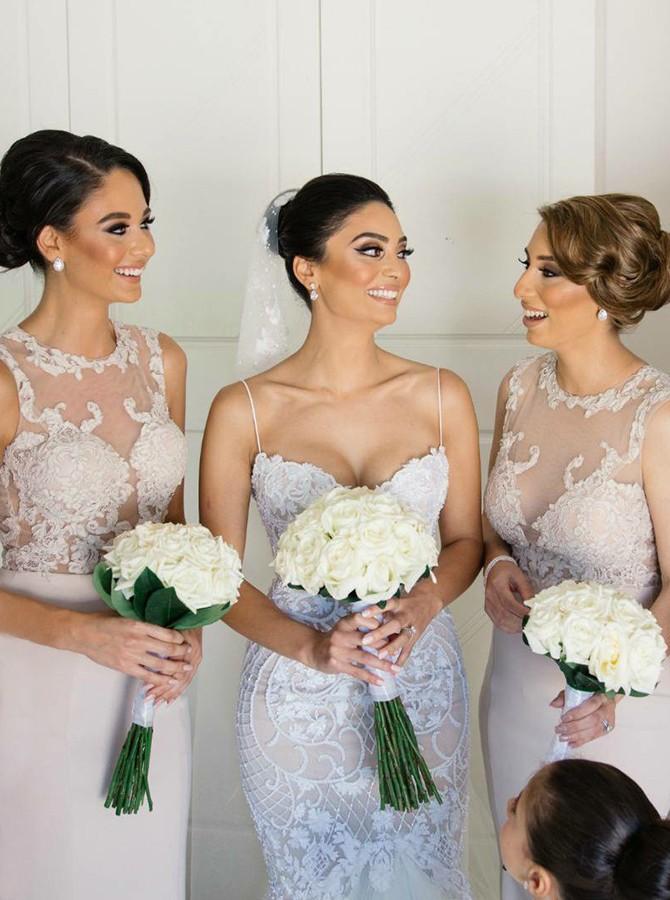 Mermaid/Trumpet Jewel Bridesmaid Dresses with Appliques