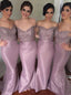 Off-the-Shoulder Mermaid Bridesmaid Dresses with Beading