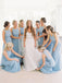 Round Neck Light Blue Sheath Sleeveless Bridesmaid Dresses