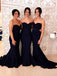 sweetheart mermaid sleeveless navy blue bridesmaid dresses dtb168