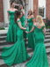 Off-the-Shoulder Mermaid Green Lace Bridesmaid Dresses