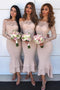 Mermaid Lace Long Sleeves Hi-Low Off-Shoulder Bridesmaid Dresses