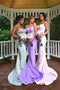 Spaghetti Straps Appliques Mermaid Backless Bridesmaid Dresses