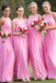 bateau light plum chiffon long bridesmaid dresses with lace dtb142