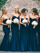 Simple Sweetheart Navy Blue Mermaid Bridesmaid Dresses