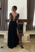 Sexy Black Lace Applique Long Sleeve Prom Dress Evening Dresses